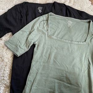 J. Crew Short Sleeve Tees in Black and Green